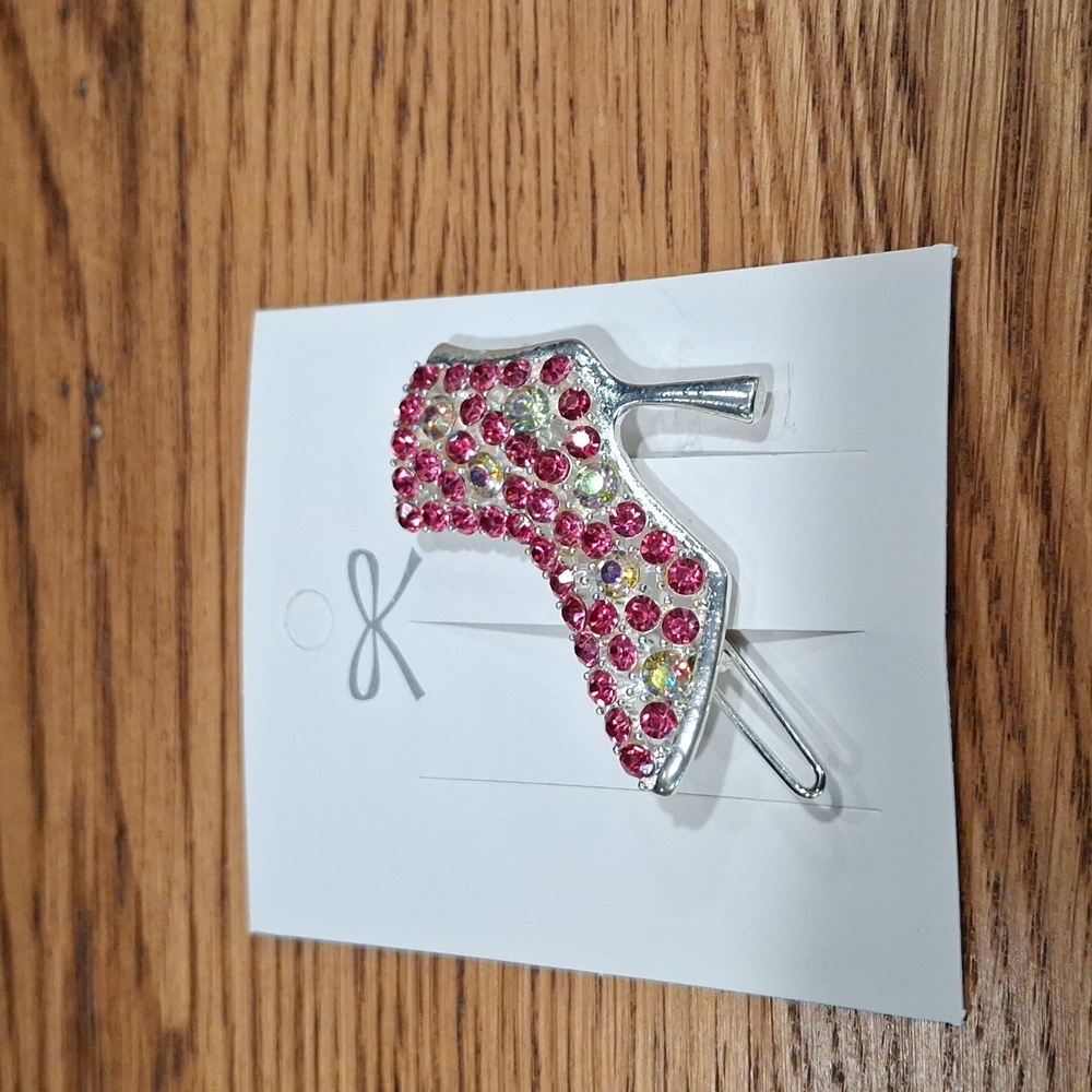 Pink Rhinestone High Heel Barette - Picture 5 of 5